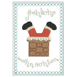 Stickdatei - ITH Postkarte Weihnachtsmann Kamin